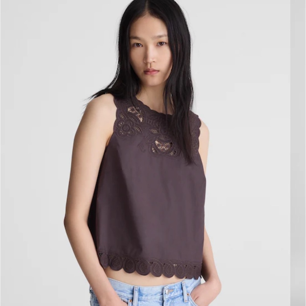 Madewell Embroidered Shell Top in Poplin NWOT